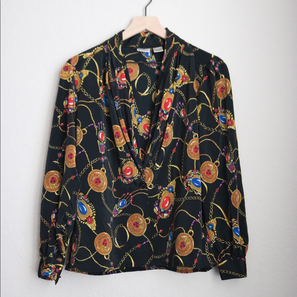 Marlis Vintage Women’s Long Sleeve Printed Blouse